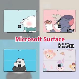 สติกเกอร์การ์ตูนน่ารัก Microsoft Surface Go 3 Go 2 Surface Pro 8 7 6 5 4 3 2 X RT หมี แมว ด้านหลัง แท็บเล็ต ผิวหนัง พร้อมฟิล์ม 4 ขอบ ป้องกันรอยขีดข่วน HD พิมพ์กันน้ํา ป้องกันลายนิ้วมือ