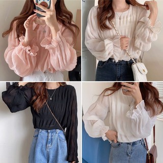 สินค้า พร้อมส่ง‼️ เสื้อแขนยาว Blouse Pleated Long Sleeve