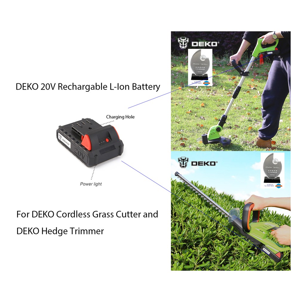 Deko 20V Rechargable Li-Ion Battery for Deko Grass Cutter and Hegde ...