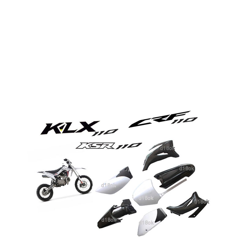 ชุดสีรถวิบาก-แฟริ่งวิบาก-สีดำ-ขาว-ชุดสีวิบากแปลง-สำหรับ-klx110-ksr-klx110-kx65-crf110-kx65-ksr110-พร้อมส่ง-จากไทย