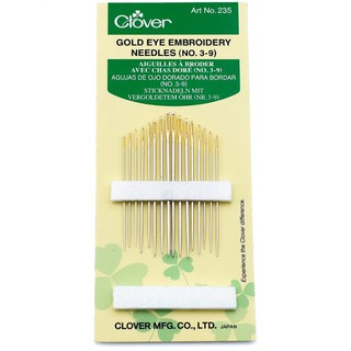 เข็มปักครอสติช ริบบิน หรือเย็บผ้าหนา หัวสีทอง เบอร์ 3-9 ของญี่ปุ่น Clover Gold Eye Embroidery Needles No.3-9 (CLO235)