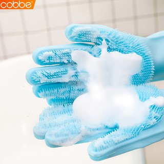 Cobbe ถุงมือช่วยอาบน้ำสัตว์ ถุงมือแปรงขน