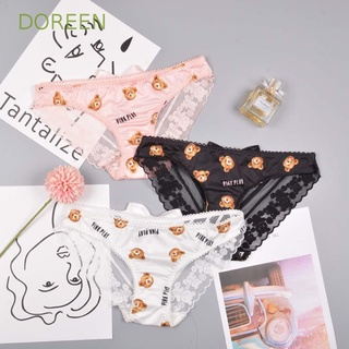 Doreen กางเกงชั้นใน เอวต่ํา พิมพ์ลายลูกไม้ หมี น่ารัก สําหรับผู้หญิง