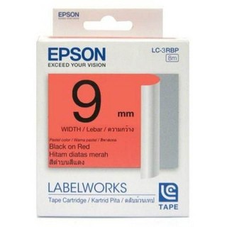 EPSON LABELWORKS LC-3RBP เทปพิมพ์ฉลาก เอปสัน อักษรดำบนพื้นแดง