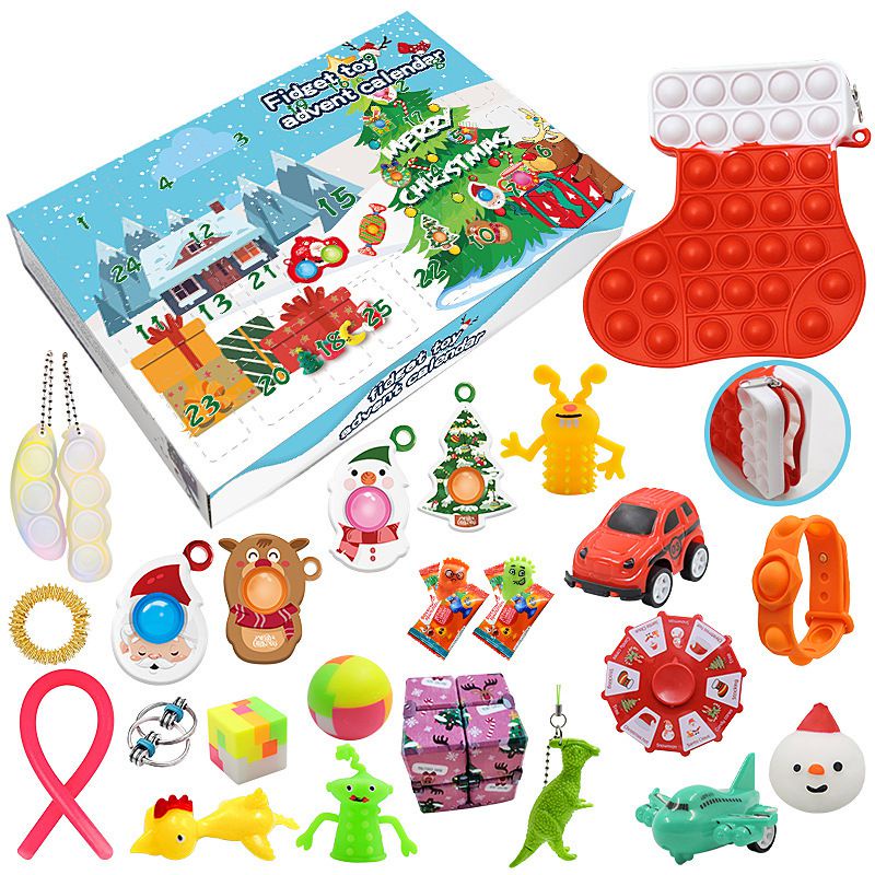 ภาพหน้าปกสินค้าFidget Advent Calendar Pop It Simple Dimple Kids 24 Days Countdown Christmas Gift With Boxes