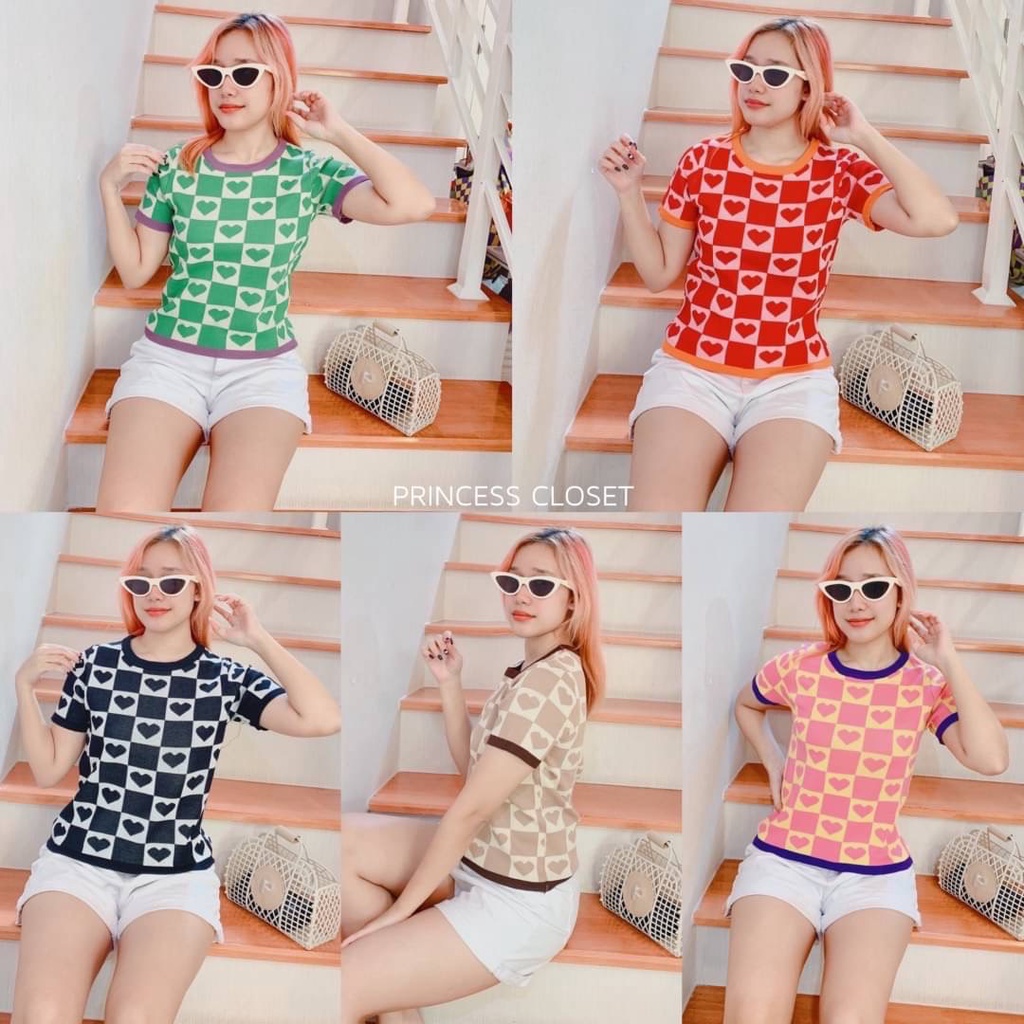 bybeyond-เสื้อไหมพรม-แขนสั้น-คอกลม-ลายหัวใจ-คิ้วท์สุดๆ-งานนำเข้า-สไตล์เกาหลี-ฟรีไซส์-พร้อมส่ง
