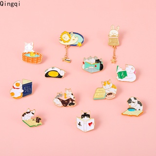 ภาพขนาดย่อของสินค้าCute Cat Enamel Pins Funny Cat Reading Book Brooch Badges Cartoon Jewelry Gift for Girls Women Kids