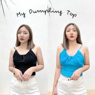 พร้อมส่ง My dumpling top เสื้อสายเดี่ยว ผูกโบว์ด้านหน้า