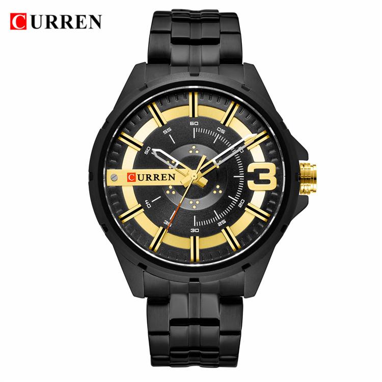 CURREN Watches for Men Military Quartz Watch Unique Design Dial Stainless Steel Band Clock Male Wristwatch Masculino