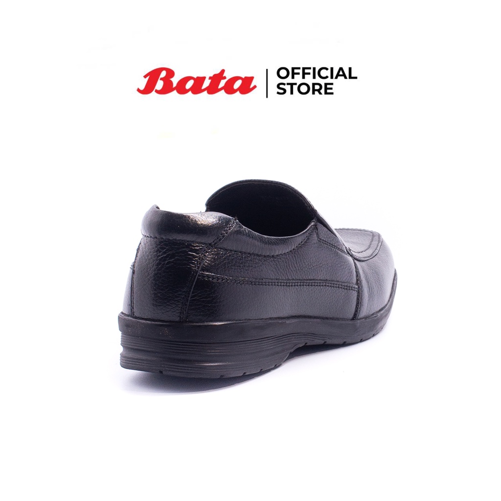 bata-mens-dress-รองเท้าลำลองชาย-หนังแท้-leather-แบบสวม-หัวมนแบน-สีดำ-รหัส-8546327