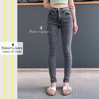 BabarryJeans ยีนส์ทรงเดพ ยีนส์ผ้ายืด เอวสูง เรียบ รุ่นคลาสสิค (ORIGINAL) สีดำสโนว