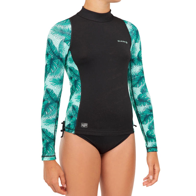 เสื้อว่ายน้ำกันยุวีเด็ก-ชุดว่ายน้ำแขนยาวเด็กผู้หญิง-ชุดว่ายน้ำเด็กผู้หญิงกันยุวีolaian-girls-anti-long-sleeve-swimsuit