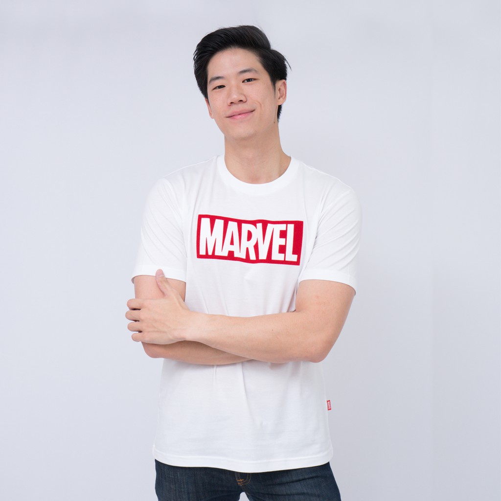 เสื้อยืดครอป-marvel-men-logo-t-shirt-flock-print-เสื้อมาร์เวลผู้ชายพิมพ์กำมะหยี่-สินค้าลิขสิทธ์แท้100-characters