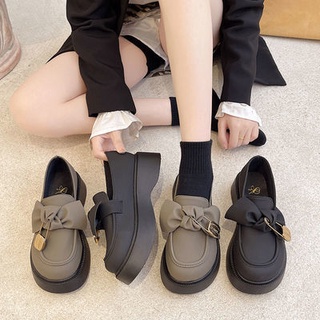 020321🔥Hot sale~โบว์รองเท้าขนาดเล็กหญิงเกาหลีป่าย้อนยุคลมอังกฤษหัวกลมรองเท้าญี่ปุ่น