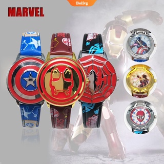 Disney Marvel Spider-Man นาฬิกาข้อมือควอตซ์ กัปตันอเมริกา ไอรอนแมน กรอบโลหะ สําหรับเด็กผู้ชาย [BL]