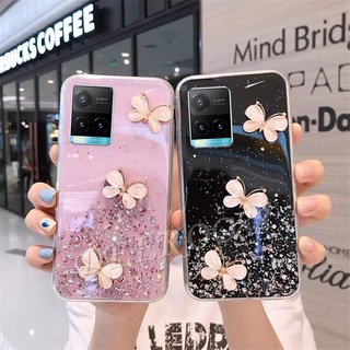 เคสโทรศัพท์ VIVO Y21 Y52 Y72 Y31 Y12A Y20sG Y20S Y12S Y20 V21 V20 SE Pro 2021 New Phone Case Crystal Butterfly Decorated Glitter Gel Shiny Sequins Clear Soft Cover เคส VivoY21 Casing