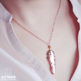 Aztique สร้อยคอ จี้ขนนก Feather Necklace Pendant Jewelry Gifts Handmade sa