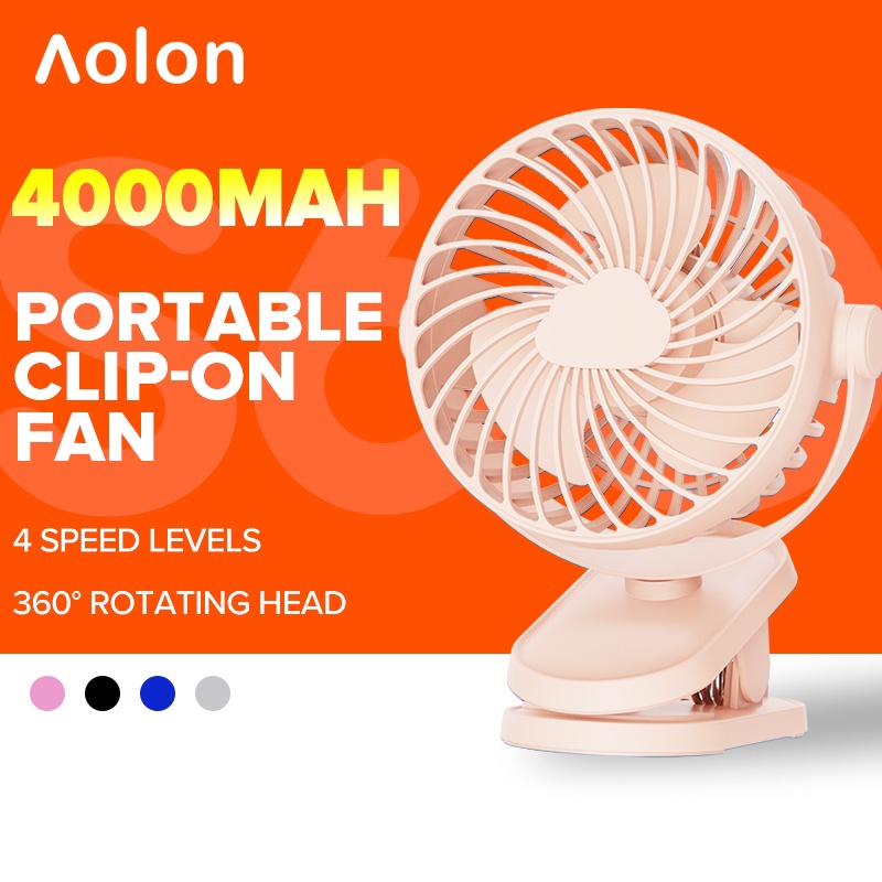 aolon-fs60-ใหม่-4000mah-360-พัดลมตั้งโต๊ะ-แบบคลิปหนีบ-หมุนได้-แบบพกพา-ชาร์จ-usb