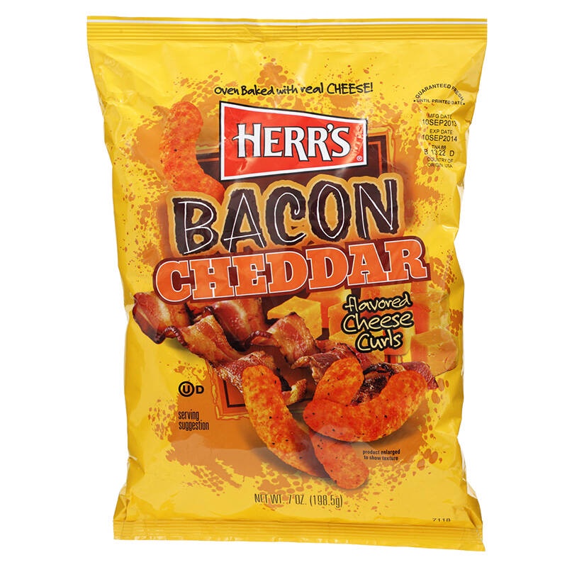 HERR’S USA เฮอร์ส อเมริกา ข้าวโฟดอบกรอบรสชีส Baked Cheese Curls / Bacon ...