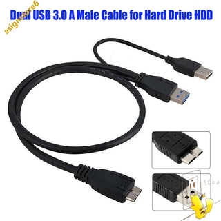 ภาพหน้าปกสินค้าDS dual USB 3.0 a male ถึง micro-b male + male power supply y cable for hard drive hdd ที่เกี่ยวข้อง