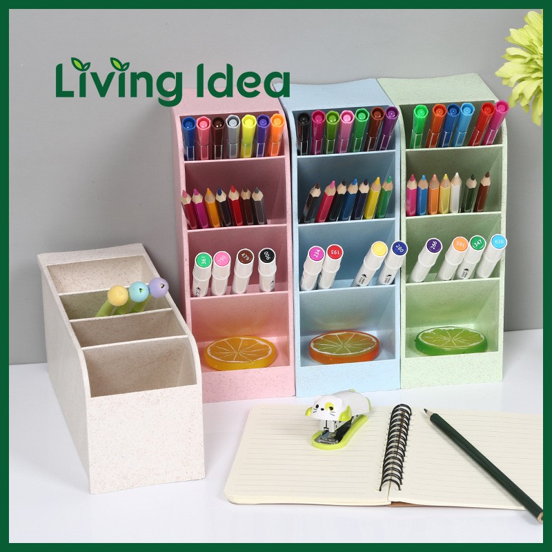 รูปภาพสินค้าแรกของLiving idea กล่องจัดเก็บเครื่องเขียน กล่องใส่ปากกา ชั้นวางปากกา มีให้เลือก 4 สี สินค้าพร้อมจัดส่ง