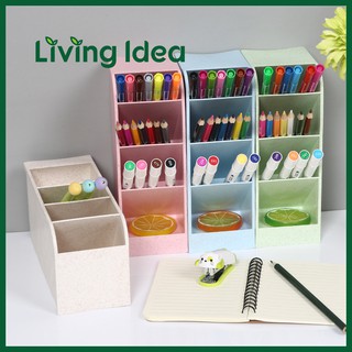 สินค้า Living idea กล่องจัดเก็บเครื่องเขียน กล่องใส่ปากกา ชั้นวางปากกา มีให้เลือก 4 สี สินค้าพร้อมจัดส่ง