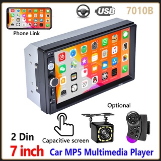 เครื่องเล่นมัลติมีเดีย MP5 2Din HD หน้าจอสัมผัส 7 นิ้ว 12V บลูทูธ MP5 USB TF FM ตัวรับสัญญาณ 7010 สําหรับรถยนต์ Android