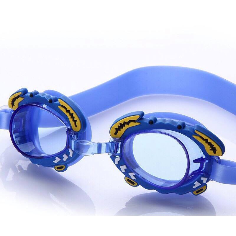 แว่นตาว่ายน้ำสำหรับเด็ก-ลายปู-สีสันน่ารักสดใส-sws003