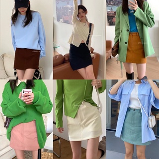 ภาพหน้าปกสินค้าchuuchop_พร้อมส่ง(C7559) 🐣⛱ PREPPER mini skirts กระโปรงสั้นทรงเอสีพื้น มี6สี 3ขนาด ที่เกี่ยวข้อง