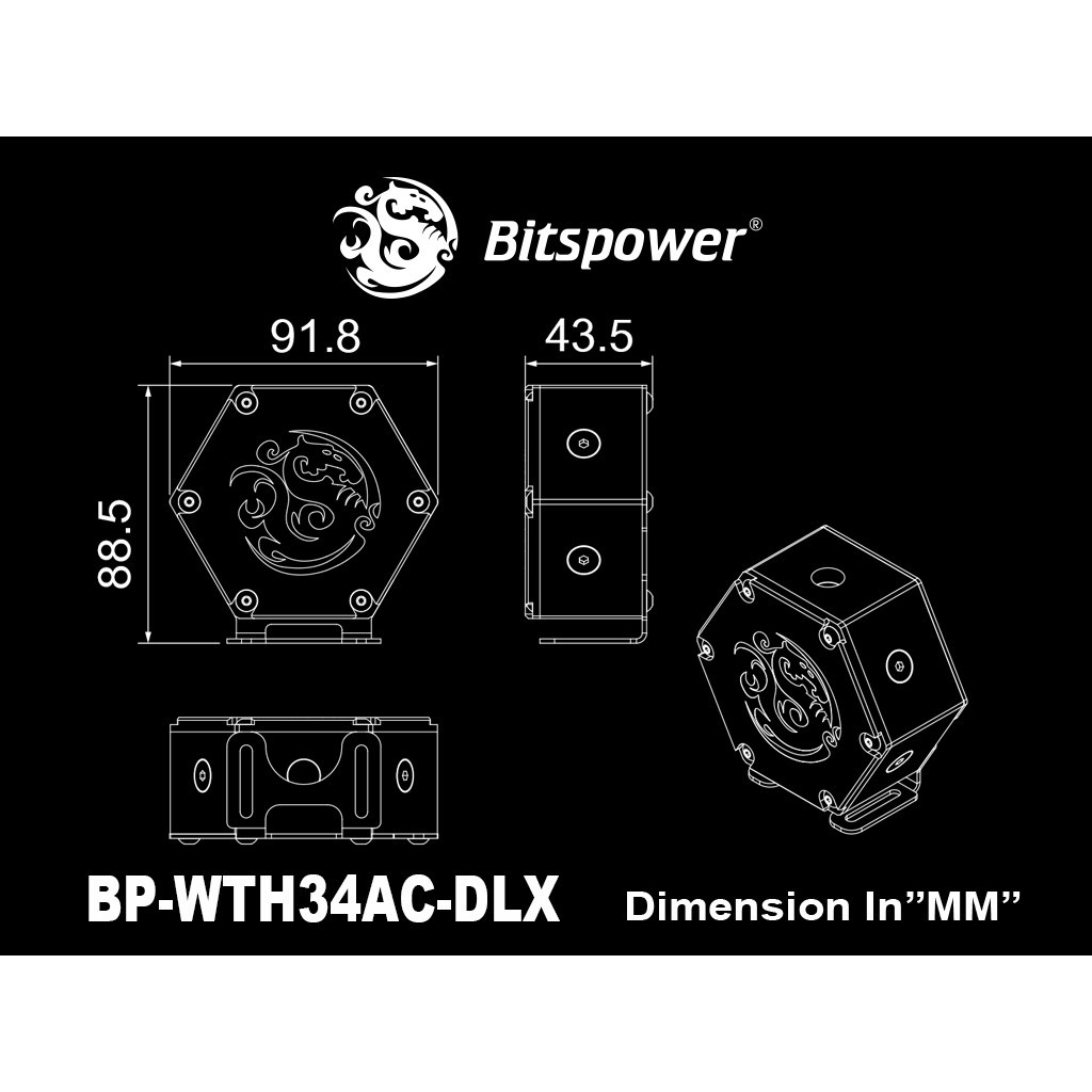 bitspower-water-tank-hexagon-34-with-bracket-deluxe-version