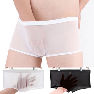 กางเกงชั้นในบ็อกเซอร์ ซีทรู เอวกลาง ผ้าตาข่าย เซ็กซี่ สําหรับผู้ชาย