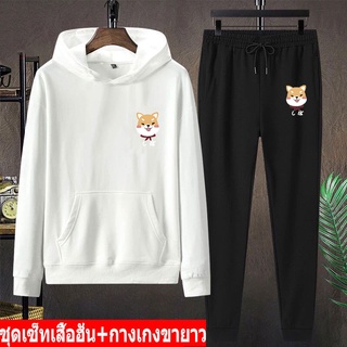 BK443-LONG+AA358 แฟชั่นกันหนาว เสื้อกันหนาวมีหมวก+กางเกงวอร์ม  ชุดเสื้อผ้าหน้าหนาว ชุดเซ็ทเสื้อฮุ้ต