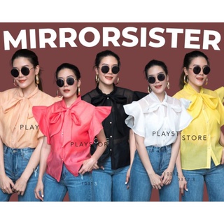 🔖ป้าย MiRRoRSiSTER เสื้อดีเทลสุดคิ้ว ช่วงคอผูกโบว์ แขนระบายสวย