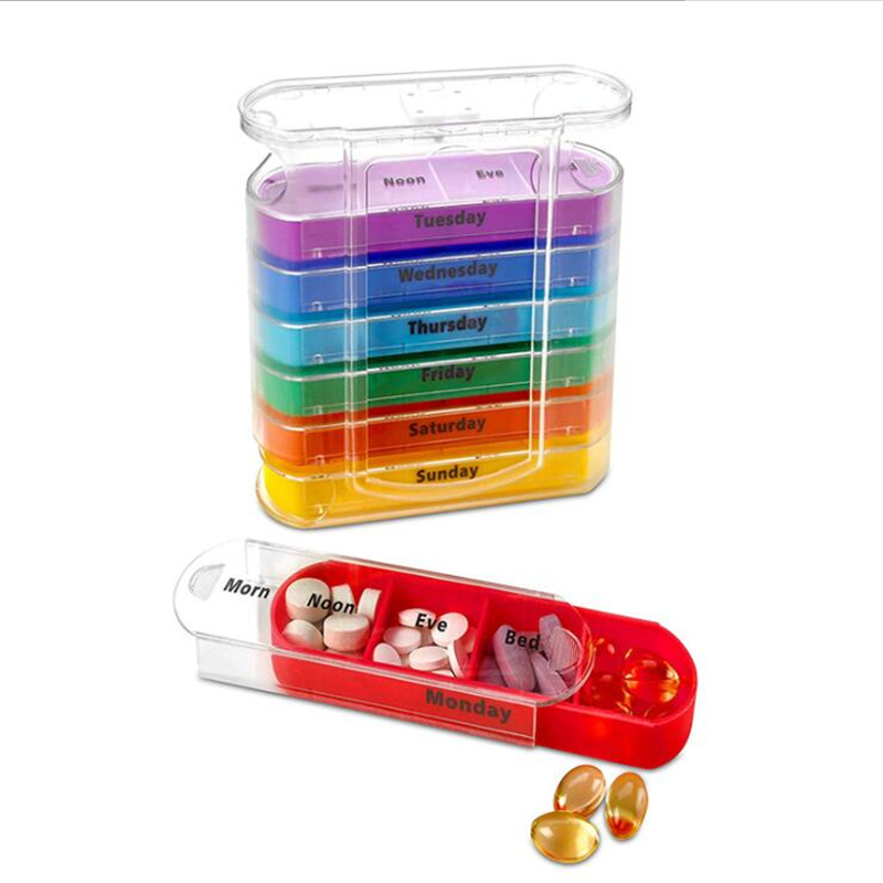 ภาพหน้าปกสินค้าPill Storage Case Pill Organizer Box Medicine Organizer Plastic Compartments