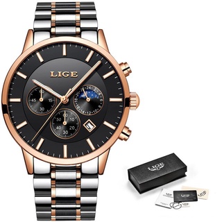 LIGE Mens Watches Top Brand Luxury Men s Sports Military Watch Men Stainless Steel Waterproof Quartz