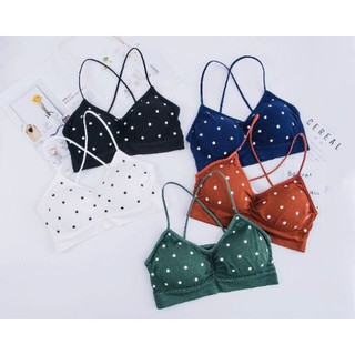 บราลายจุด สายไขว้ เสื้อชั้นในผู้หญิง กระชับ ใส่สบาย สีสวย cross line dot women bra