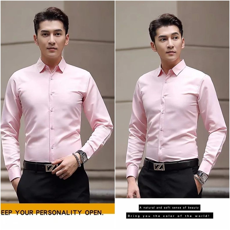 ภาพสินค้าเสื้อเชิ้ต แขนยาว ทรงสลิม สไตล์เกาหลี สำหรับผู้ชาย ไซซ์ S-5XL จากร้าน linxichu.th บน Shopee ภาพที่ 7