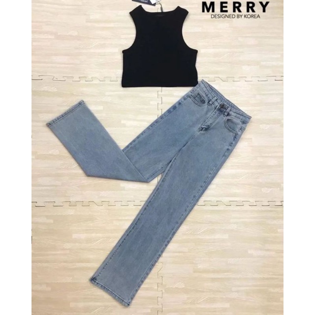 set-เสื้อครอป-แขนกุด-กางเกงยีนส์