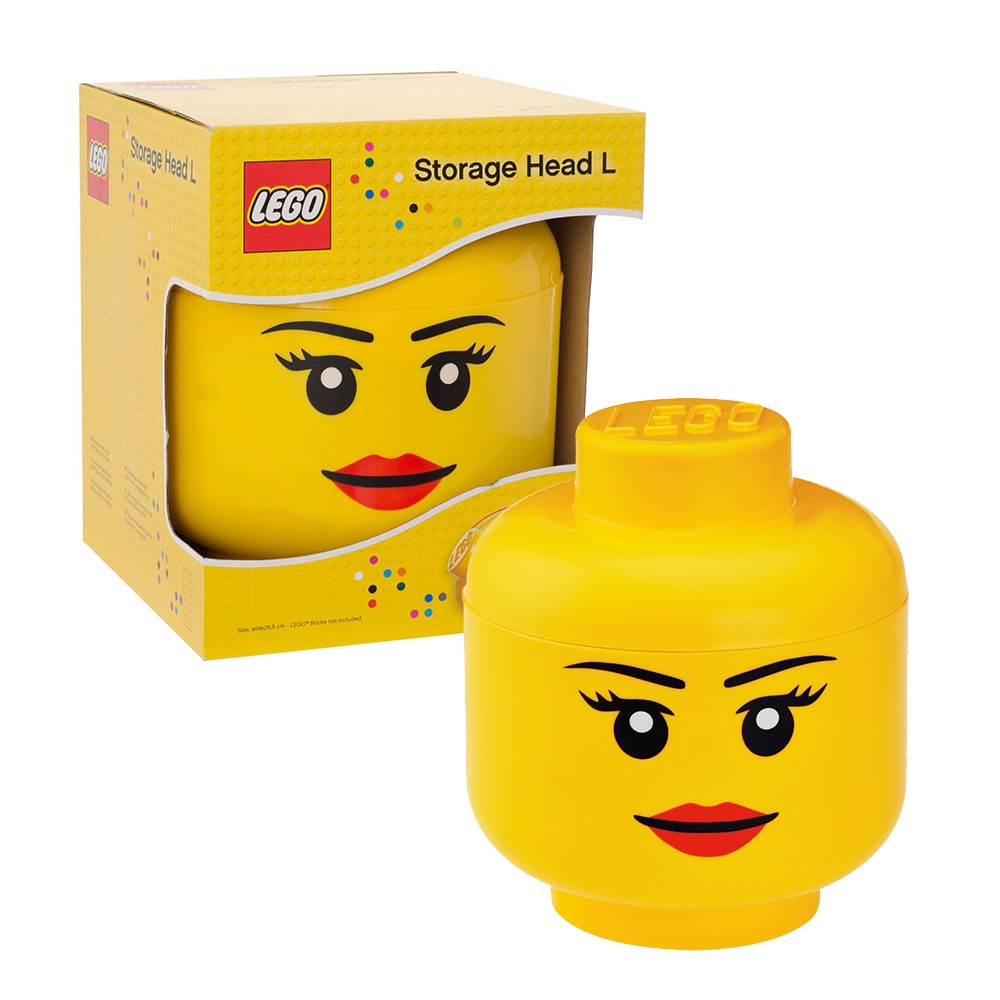 กล่องหัวเลโก้-กล่องใส่เลโก้-เกิร์ล-ผู้หญิง-ของแท้-lego-head-girl-size-l-24x27ซม