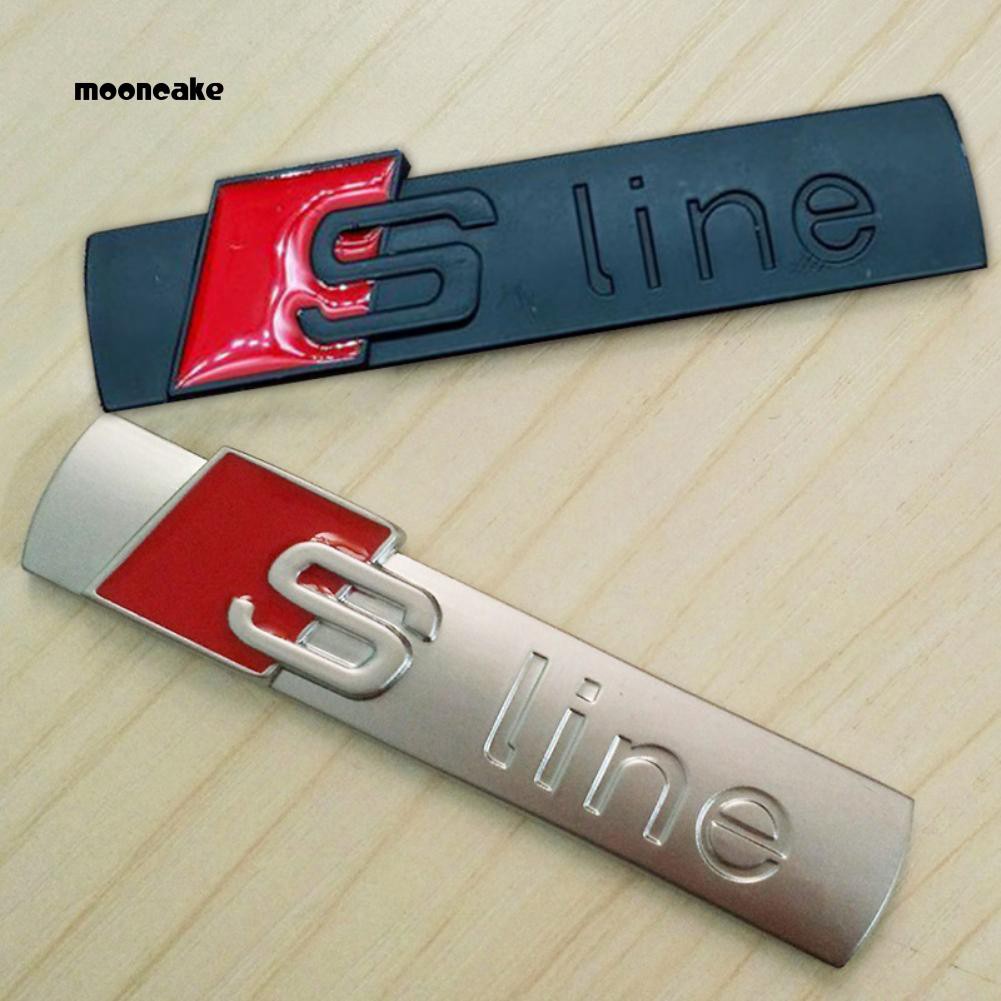 ราคาและรีวิวMooncake 3D Metal Emblem Badge Car Sticker for Audi Sline Logo Auto Decal Accessories