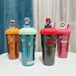 Party rock tumbler แก้วน้ำสแตนเลสสตีลหัวตุ๊กตาหมี แก้วขนาด 780ml ( แถมฟรีหลอด 1 ชิ้น )