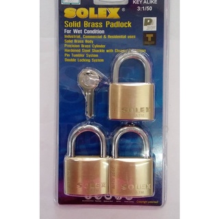 ชุดแม่กุญแจ ( ระบบ MASTER KEY ) SOLEX 50MM. (คอสั้น) 3 ตัว ระบบสปริง รุ่น KAL  3:1 SL99  50 MM.