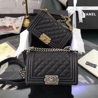 Chanel boy 8" hiend หนังแท้ อะไหล่เงิน และทอง