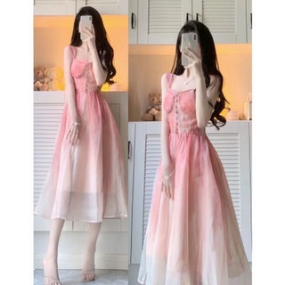 🔥Hot sale/22425Gentle wear Womens 2022 new Korean version French age-reducing mid-length dress with waist and slimming