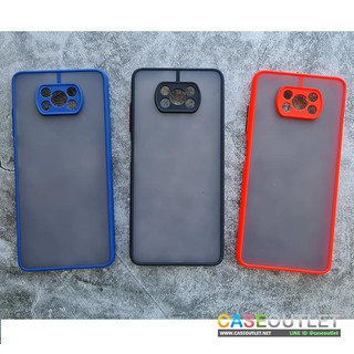 เคส Xiaomi Poco X3 NFC pocox3nfc ดำขุ่น ขอบสี กันกล้อง คลุมเลนส์ ขอบสี ไม่เป็นรอยนิ้วมือ