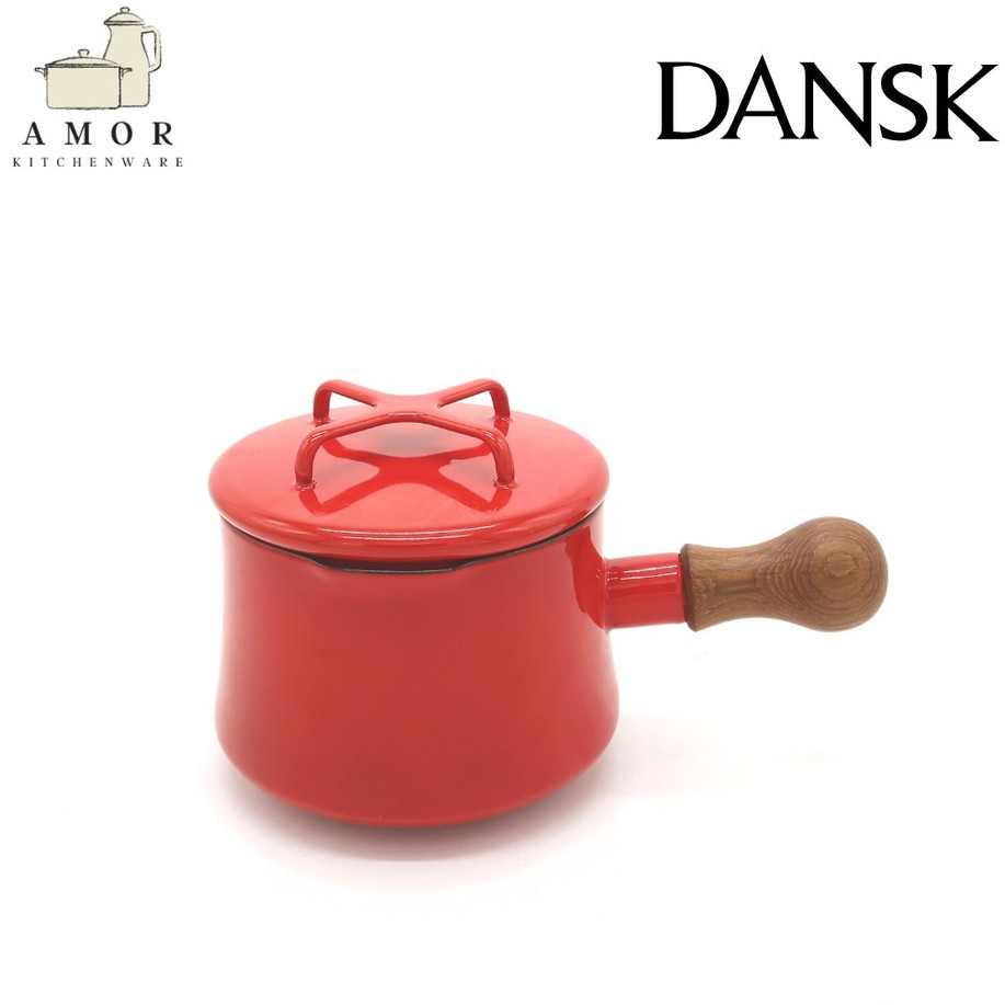 Dansk Kobenstyle 1 Qt. Saucepan หม้อเคลือบอินาเมลขนาดเล็ก ด้ามไม้สัก