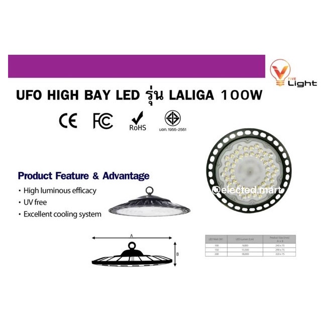 vlight-lalika-โคมไฟไฮเบย์-100w-led-ufo-highbay-รุ่น-ลาลิก้า-สินค้ามี-ม-อ-ก-สว่างเต็มวัตต์