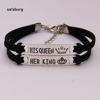 สินค้า SA เครื่องประดับ กำไลคู่ กำไลข้อมือ สลักคำว่า His Queen Her King