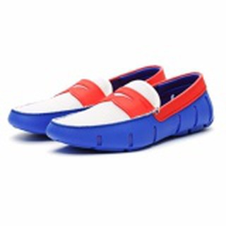 Swims รองเท้าลำลอง แฟชั่น ชายหาด SWIMS Penny Front Shoe ลิขสิทธฺิ์แท้ สี Blue, Red & White