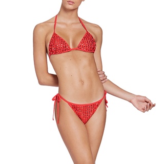 Angelys Balek ชุดว่ายน้ำBeaded Halter String Bikini &amp; String Bottom Swimsuitรุ่นSS21SW00407004สีแดง